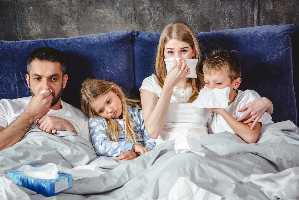Семья болеет гриппом