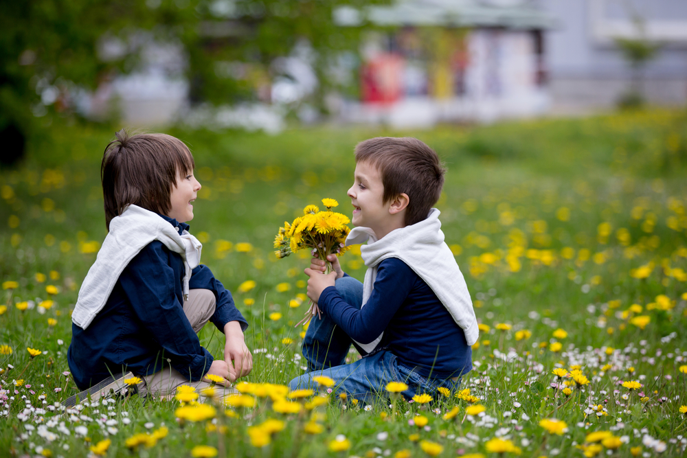 Діти збирають квіти