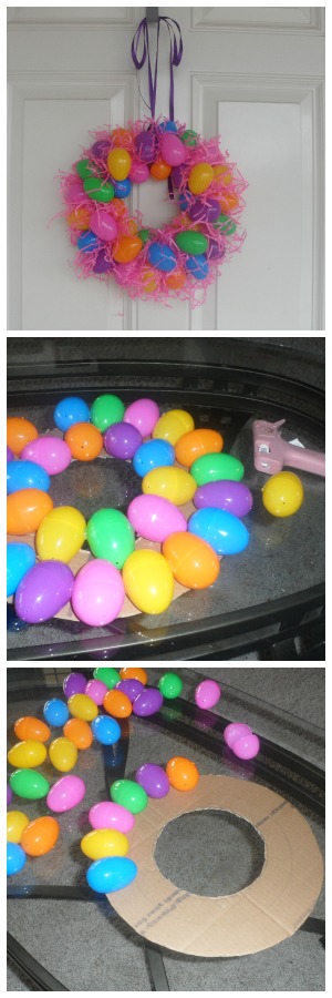 Пасхальный веночек из разноцветных пластиковых яиц
