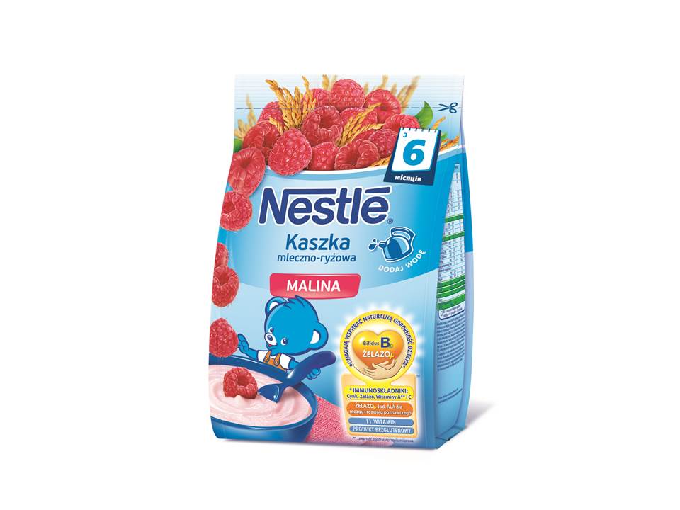 витаминизированная молочная каша Nestle® «Рисовая с малиной» с бифидобактериями