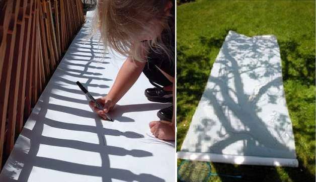 Срисовывание тени - летние занятия для детей