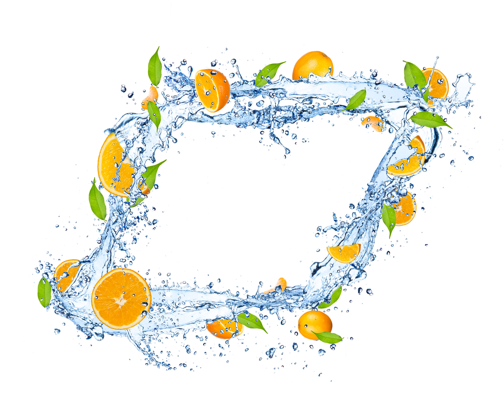 Апельсины в потоке воды
