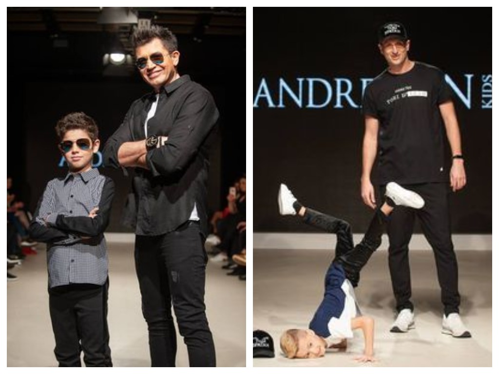 Андрей Джеджула и Теренчук с сыновьями на показе мод от Андре Тана