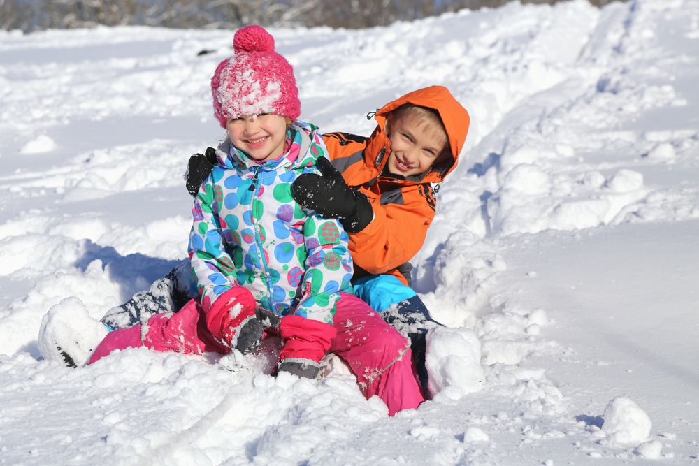 Дети резвятся в снегу